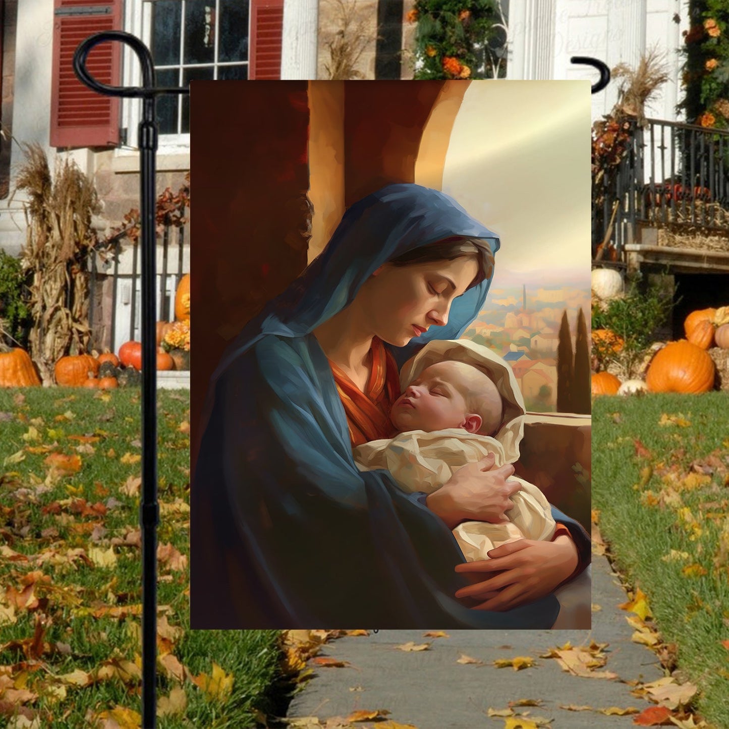 Holy Family Mary and the Holy Child, Christmas Garden Flag - House Flag, Nativity Religious Winter Christians Flag Gift