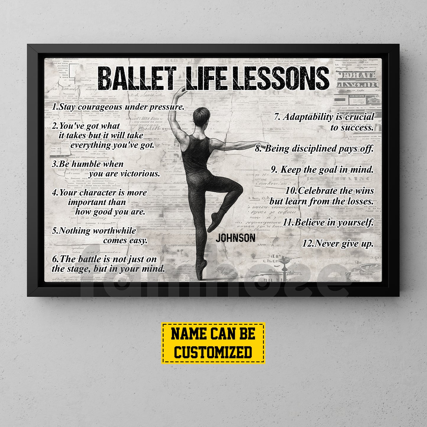 Personalized Motivational Ballet Boy Canvas Painting, Ballet Life Lessons, Sports Wall Art Decor, Poster Gift For Ballet Lovers