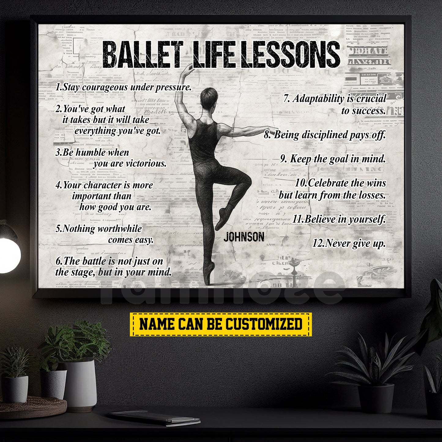 Personalized Motivational Ballet Boy Canvas Painting, Ballet Life Lessons, Sports Wall Art Decor, Poster Gift For Ballet Lovers