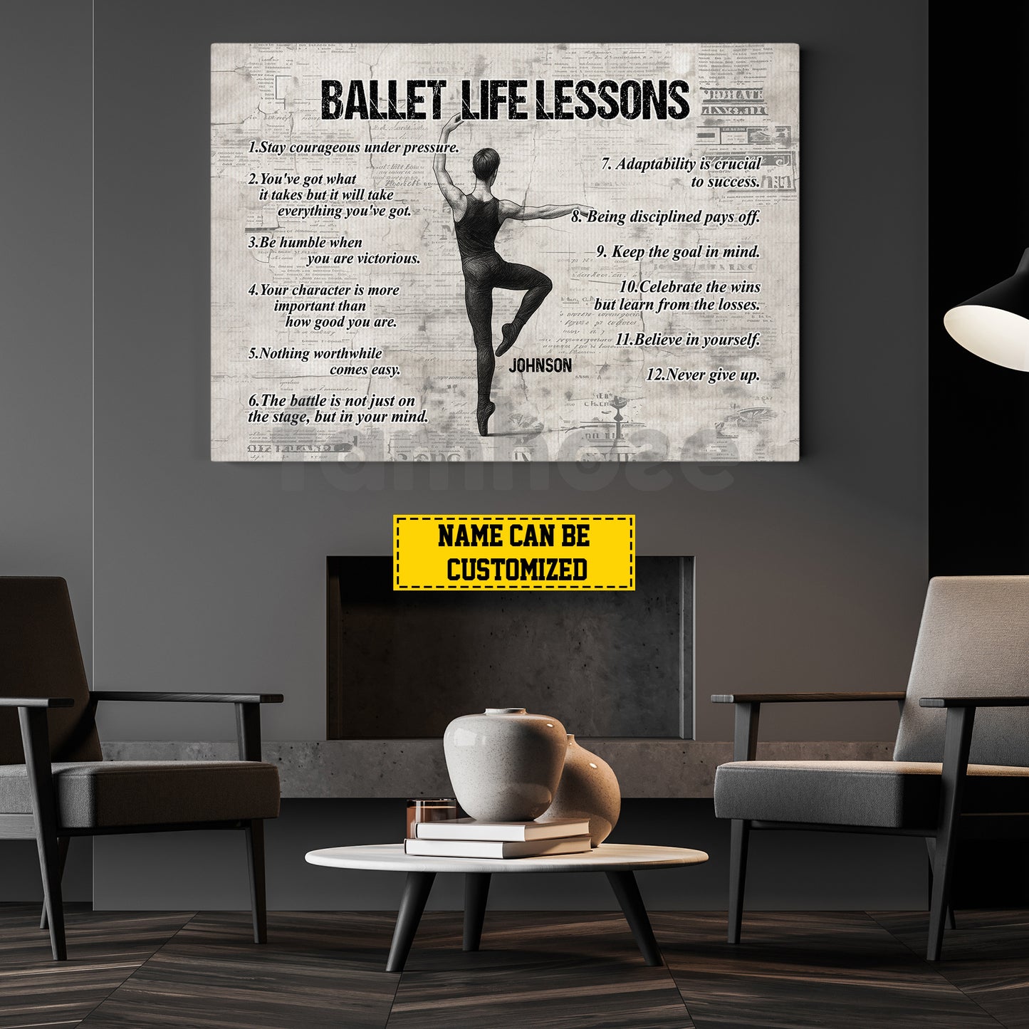 Personalized Motivational Ballet Boy Canvas Painting, Ballet Life Lessons, Sports Wall Art Decor, Poster Gift For Ballet Lovers