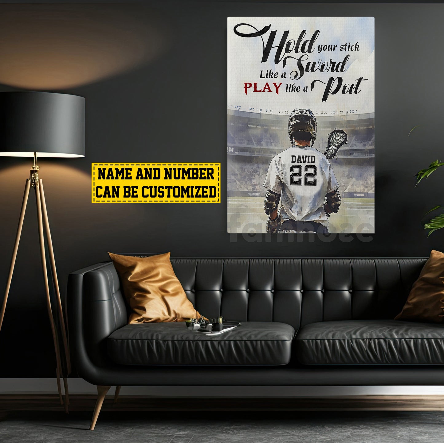 Personalized Lacrosse Man Canvas Painting, Hold Your Stick Like A Sword Sports Wall Art Decor, Poster Gift For Lacrosse Lovers