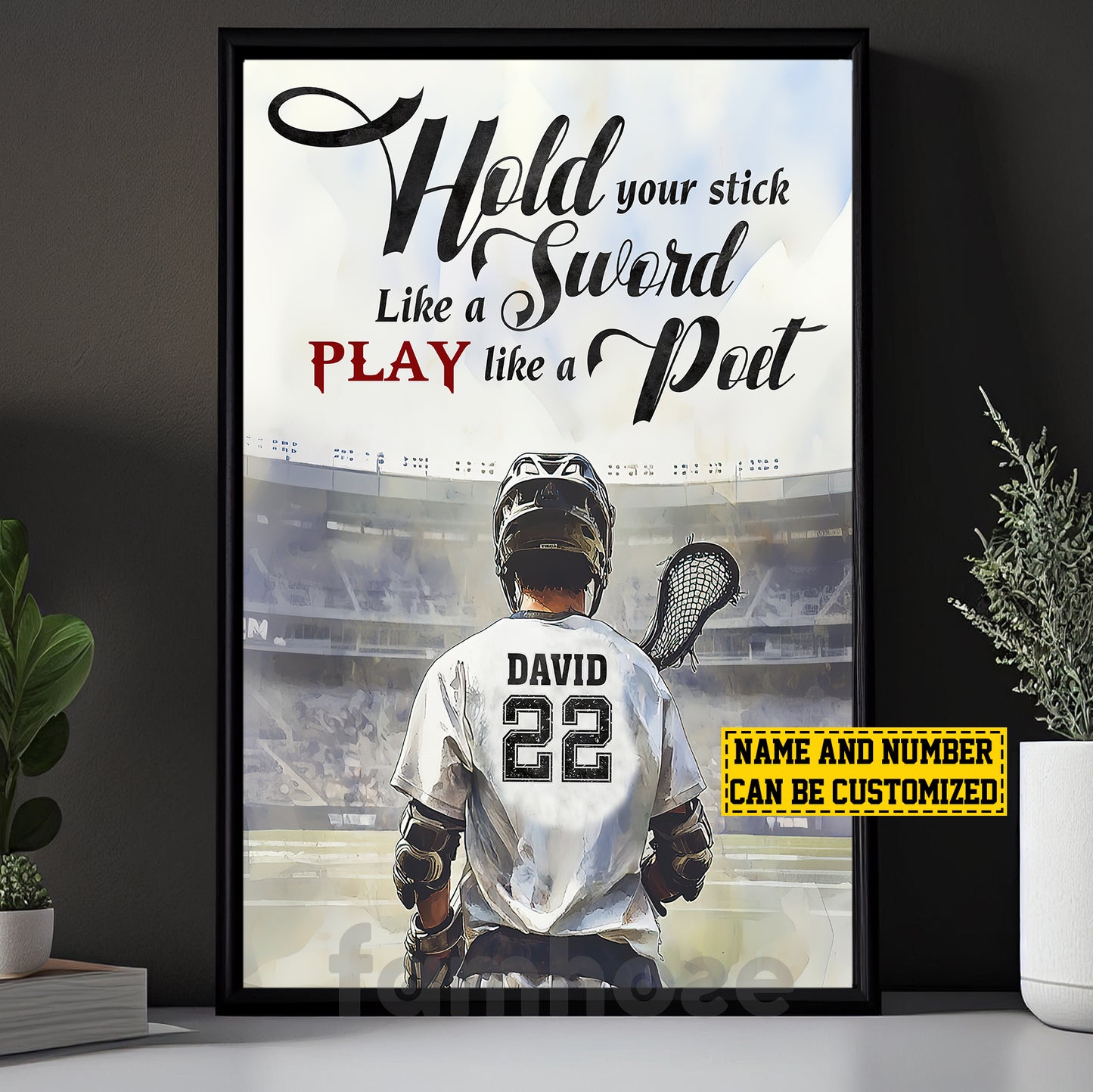 Personalized Lacrosse Man Canvas Painting, Hold Your Stick Like A Sword Sports Wall Art Decor, Poster Gift For Lacrosse Lovers