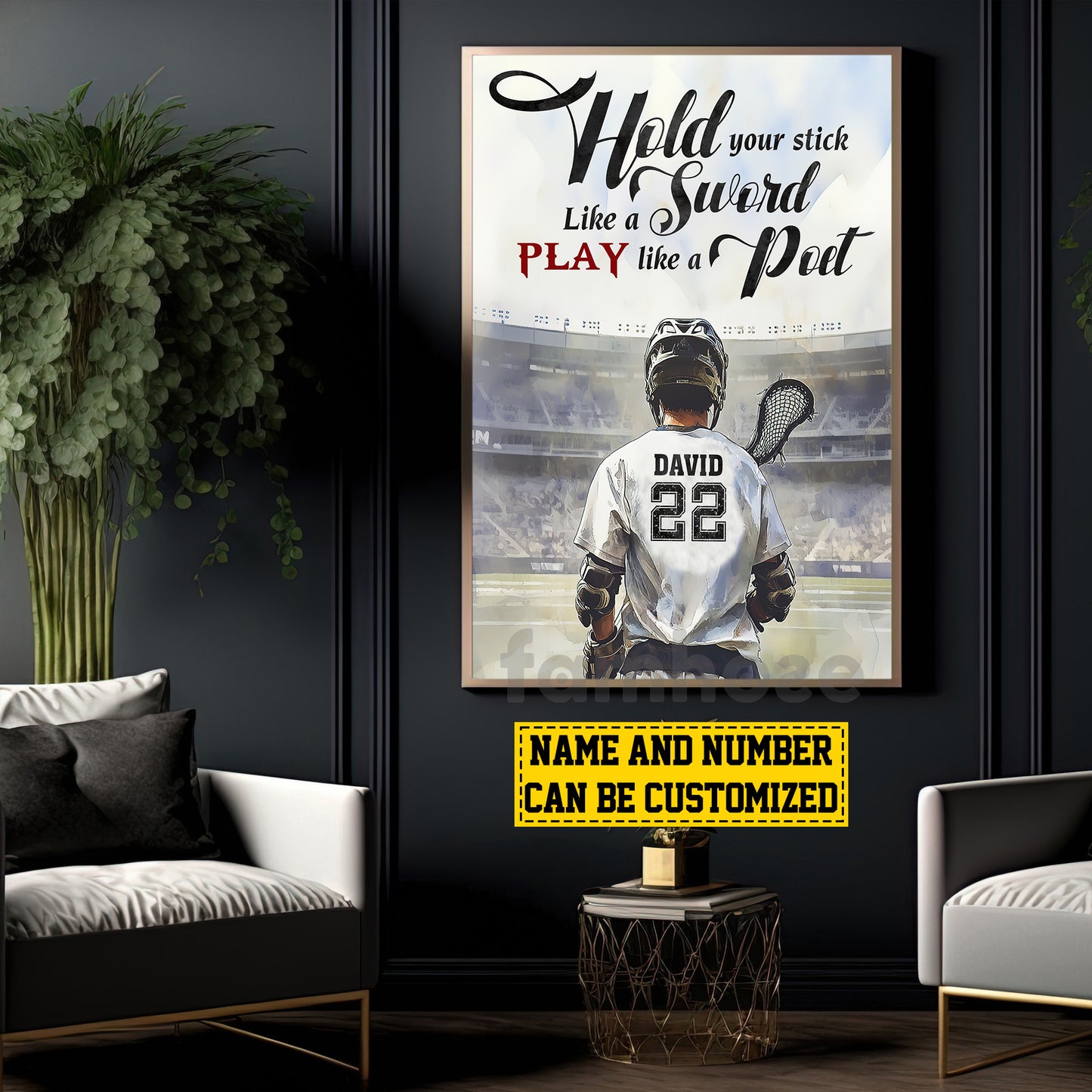 Personalized Lacrosse Man Canvas Painting, Hold Your Stick Like A Sword Sports Wall Art Decor, Poster Gift For Lacrosse Lovers