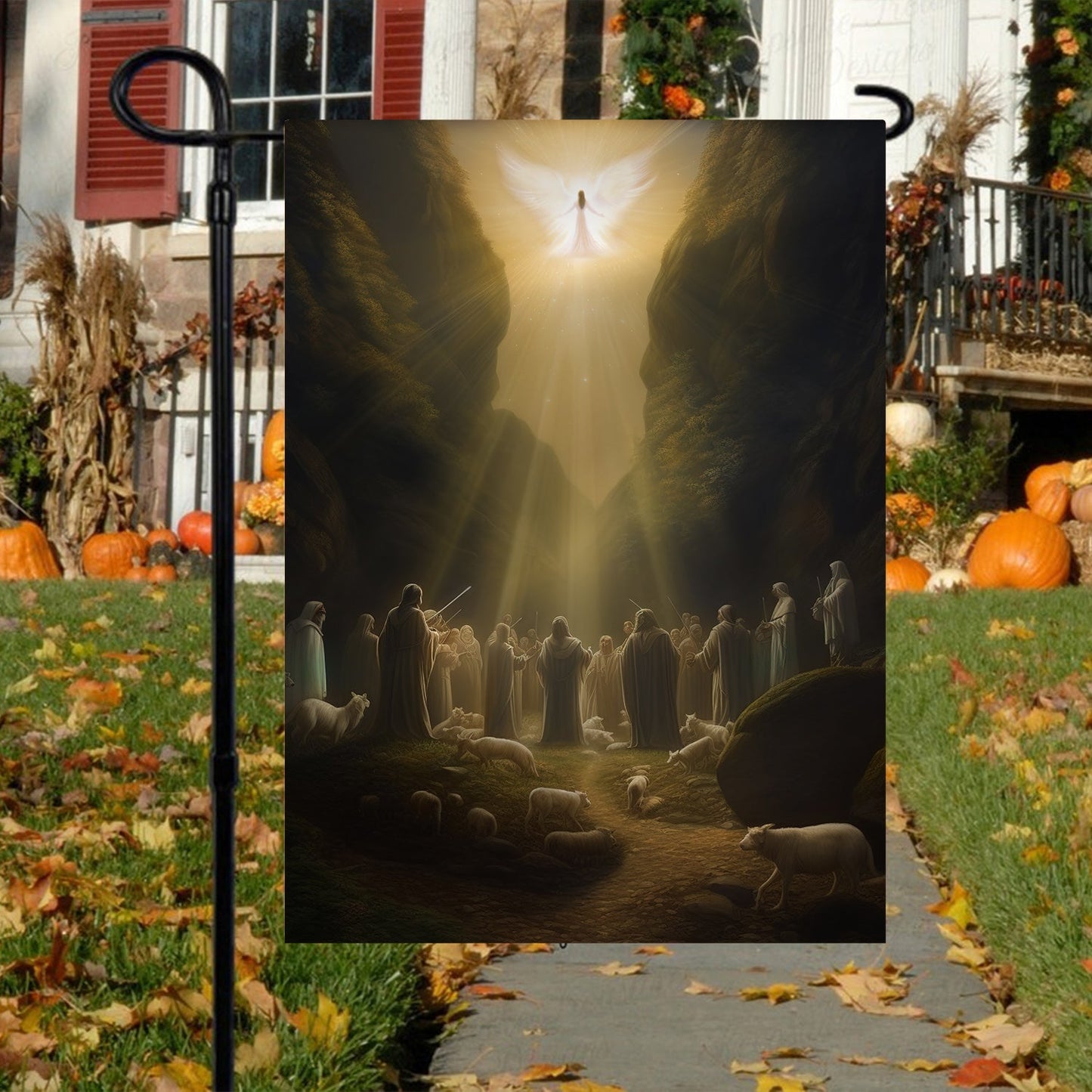 Divine Light The Heavenly Announcement, Christmas Garden Flag - House Flag, Nativity Religious Winter Christians Flag Gift