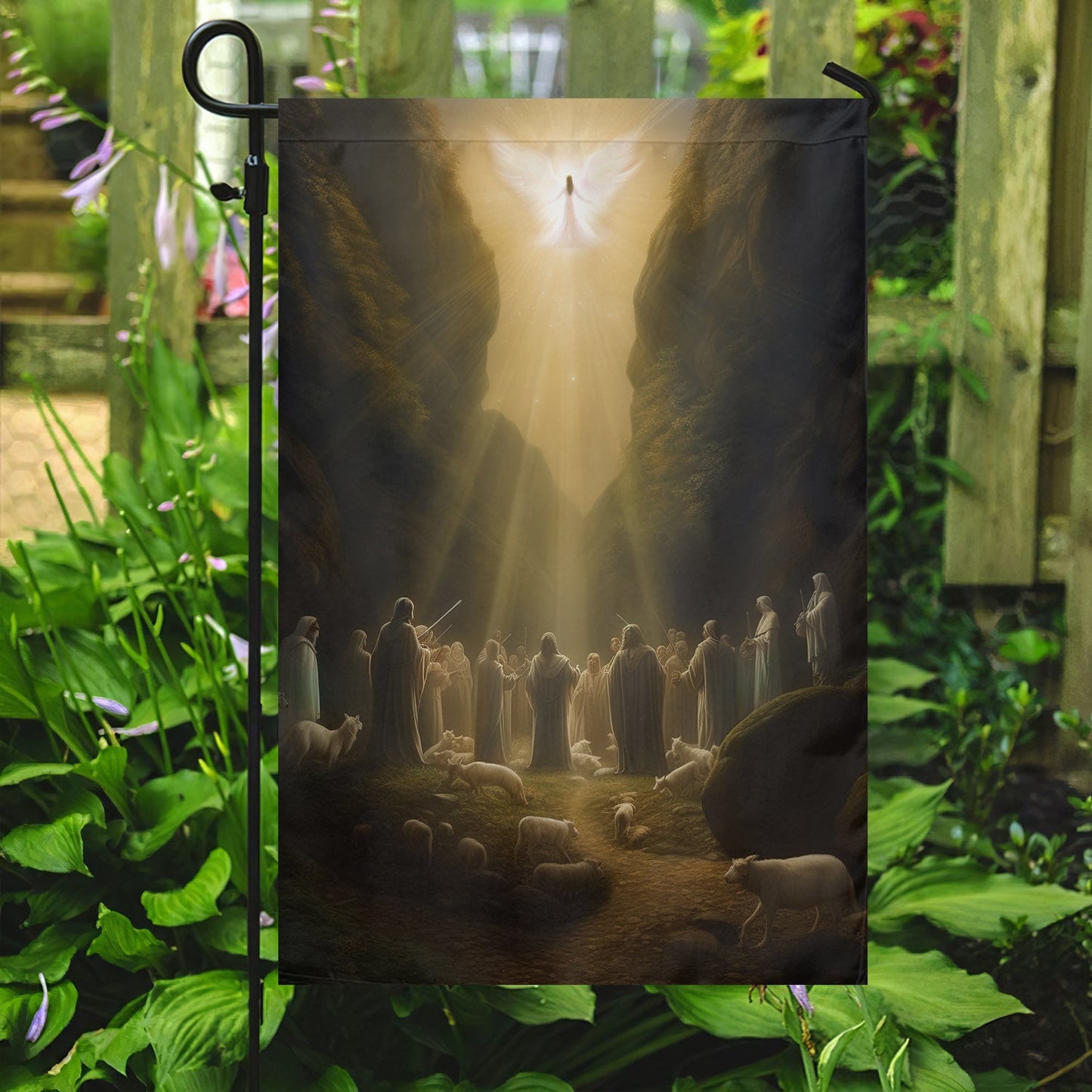 Divine Light The Heavenly Announcement, Christmas Garden Flag - House Flag, Nativity Religious Winter Christians Flag Gift