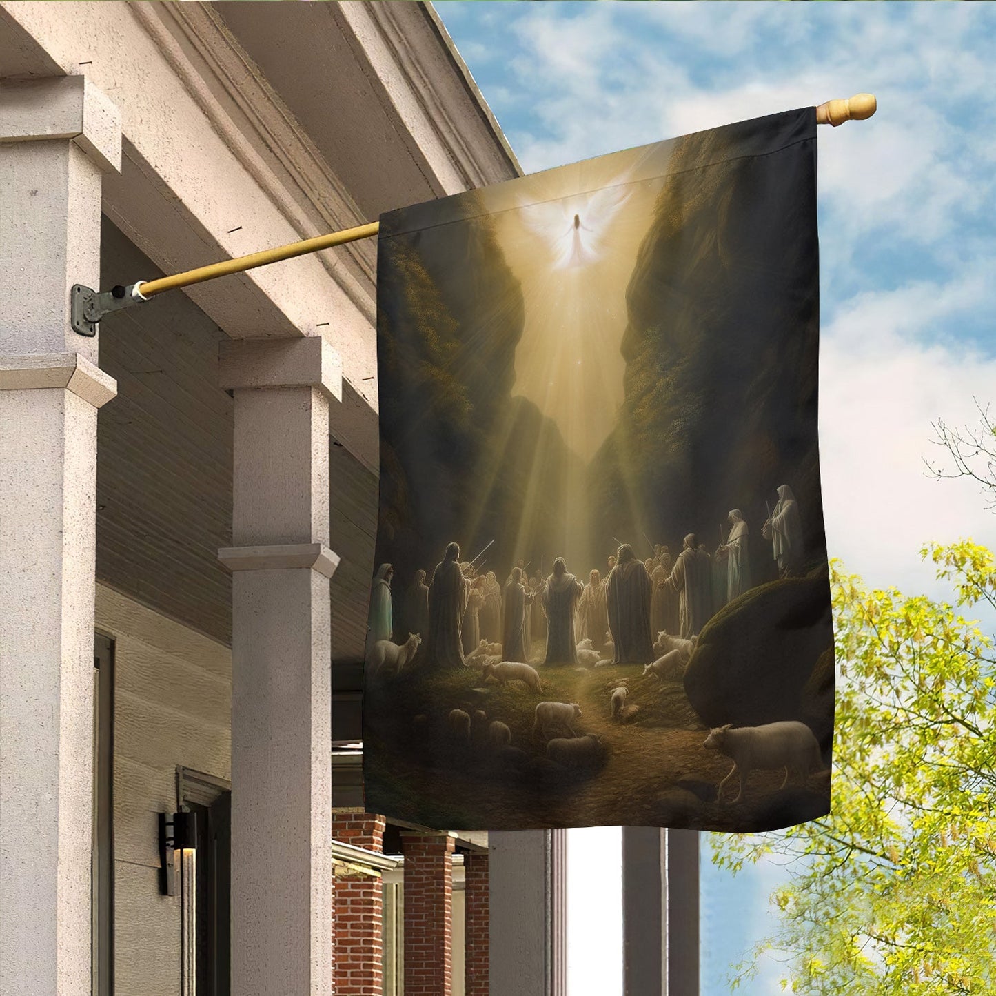 Divine Light The Heavenly Announcement, Christmas Garden Flag - House Flag, Nativity Religious Winter Christians Flag Gift