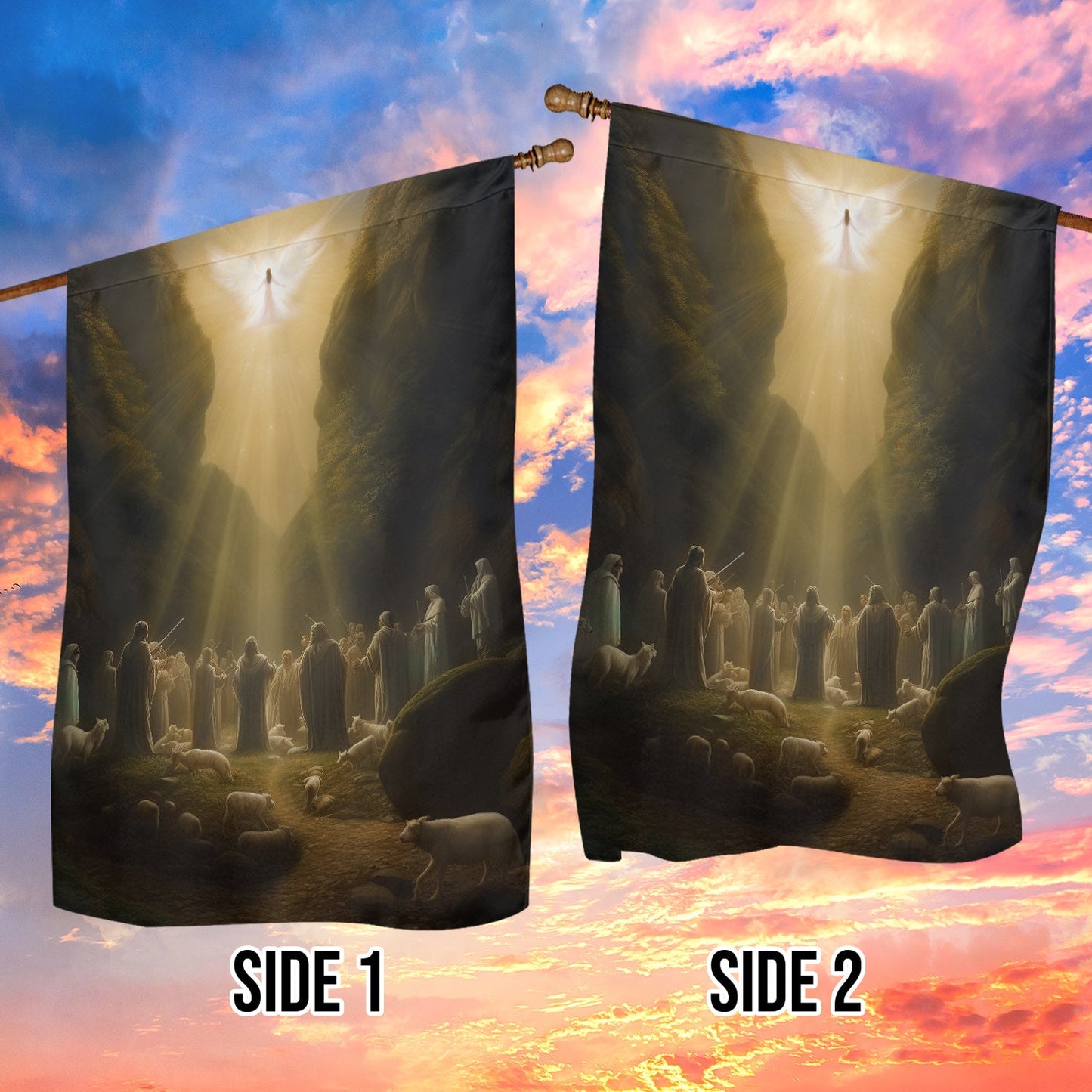 Divine Light The Heavenly Announcement, Christmas Garden Flag - House Flag, Nativity Religious Winter Christians Flag Gift