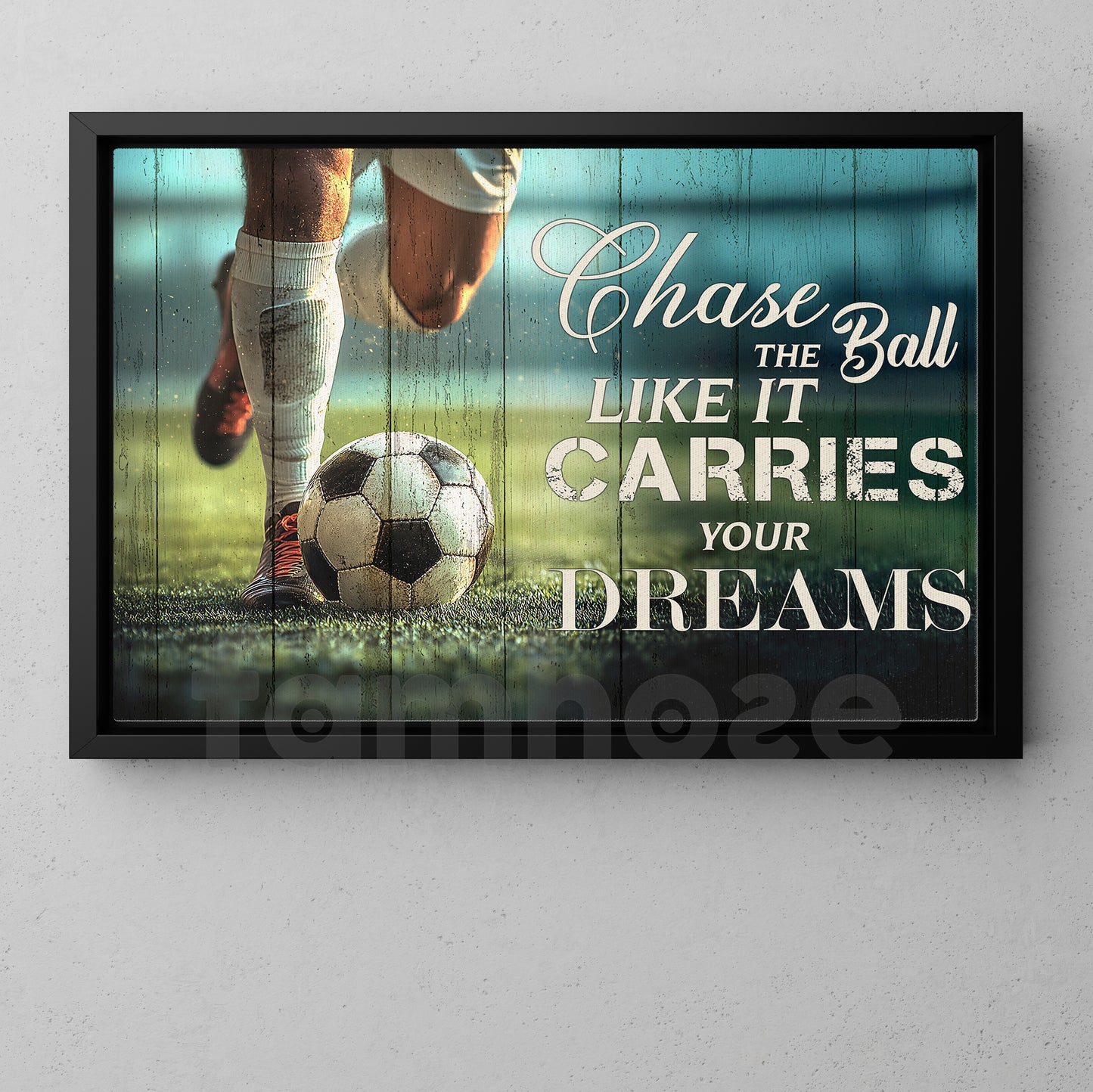 Motivational Soccer Man Canvas Painting, Chase The Ball Like It Carries Your Dreams Sport Wall Art Decor, Poster Gift For Soccer Lovers