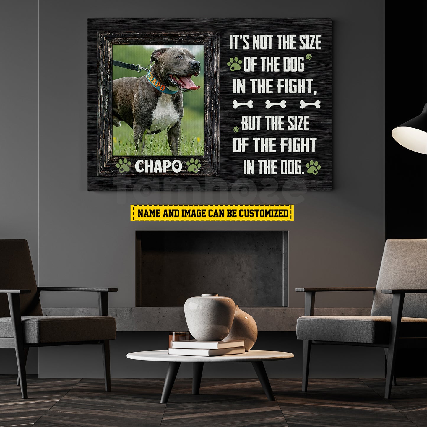 Personalized Pitbull Dog Canvas Painting, It's Not The Size Of The Dog Wall Art Decor, Poster Gift For Pitbull Lovers