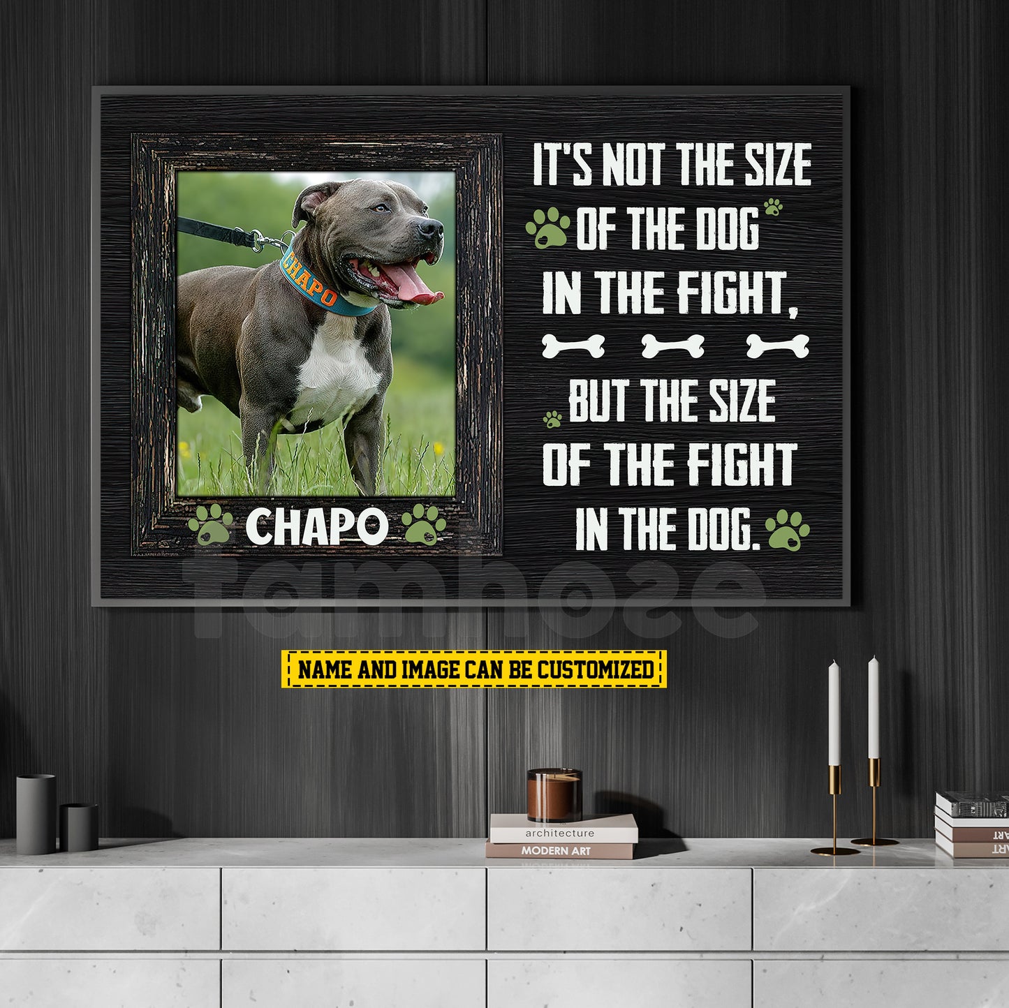 Personalized Pitbull Dog Canvas Painting, It's Not The Size Of The Dog Wall Art Decor, Poster Gift For Pitbull Lovers