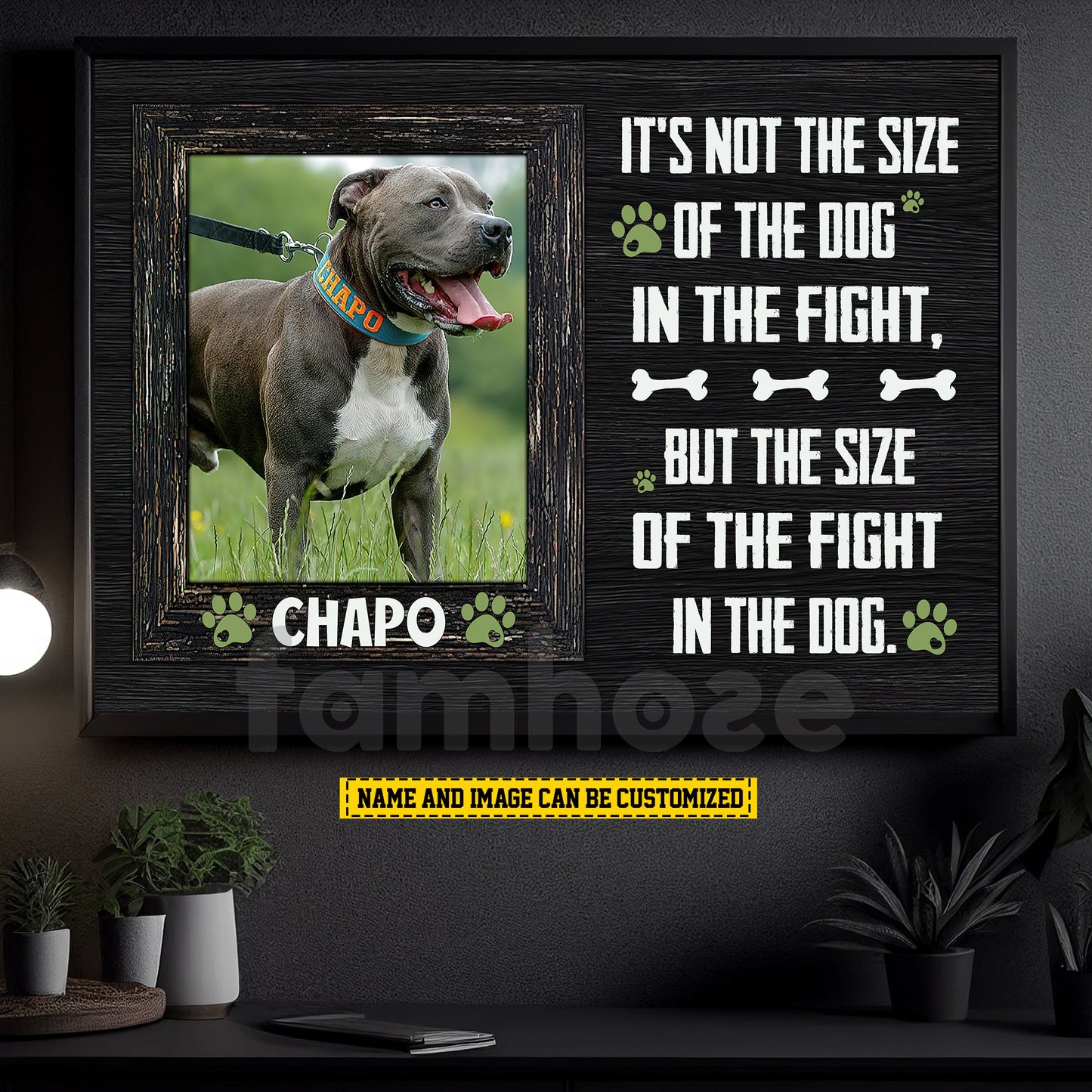Personalized Pitbull Dog Canvas Painting, It's Not The Size Of The Dog Wall Art Decor, Poster Gift For Pitbull Lovers