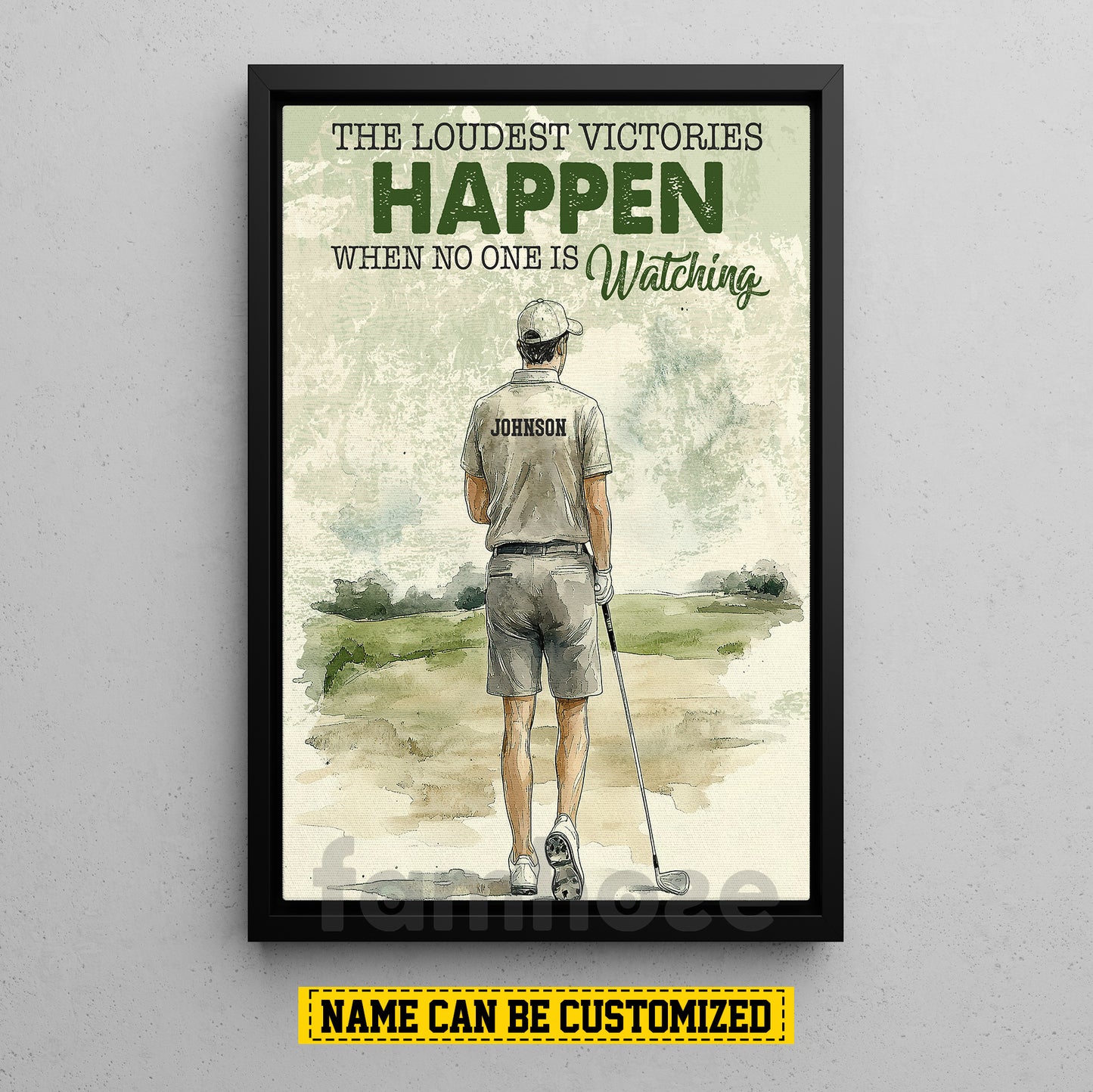 Motivational Personalized Golf Man Canvas Painting, The Loudest Victories Sports Wall Art Decor, Poster Gift For Golf Lovers