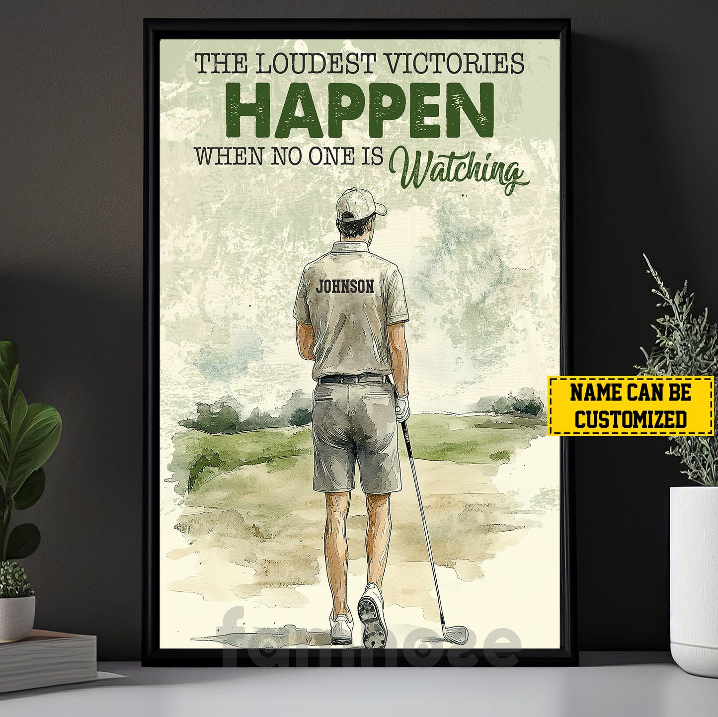 Motivational Personalized Golf Man Canvas Painting, The Loudest Victories Sports Wall Art Decor, Poster Gift For Golf Lovers