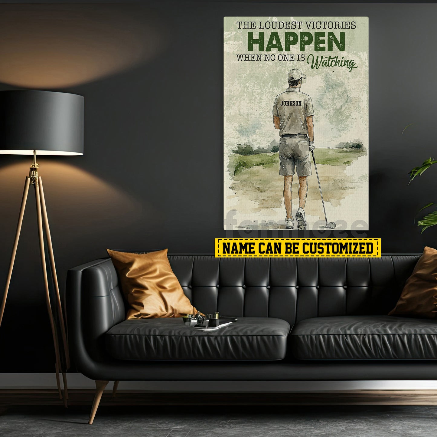 Motivational Personalized Golf Man Canvas Painting, The Loudest Victories Sports Wall Art Decor, Poster Gift For Golf Lovers