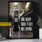 Personalized Volleyball Woman Canvas Painting, Dig Deep Rise Fast Hit Hard Sport Wall Art Decor, Poster Gift For Volleyball Lovers