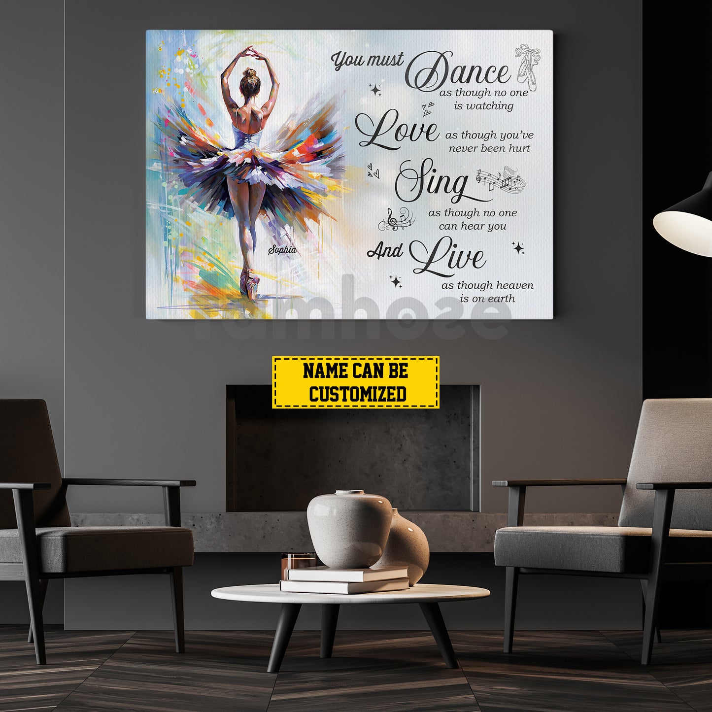 Personalized Ballet Woman Canvas Painting, You Must Dance As Though No One Is Watching Sport Wall Art Decor, Poster Gift For Ballet Lovers
