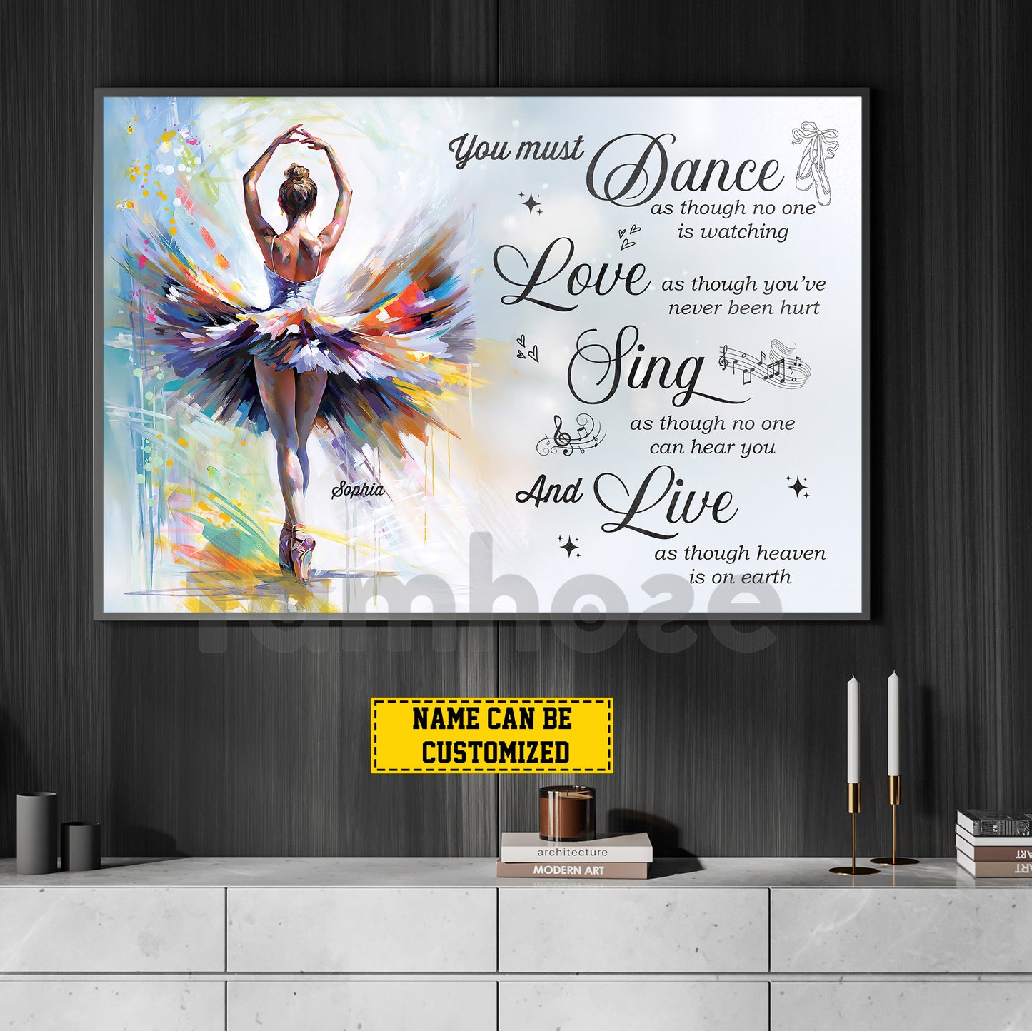 Personalized Ballet Woman Canvas Painting, You Must Dance As Though No One Is Watching Sport Wall Art Decor, Poster Gift For Ballet Lovers