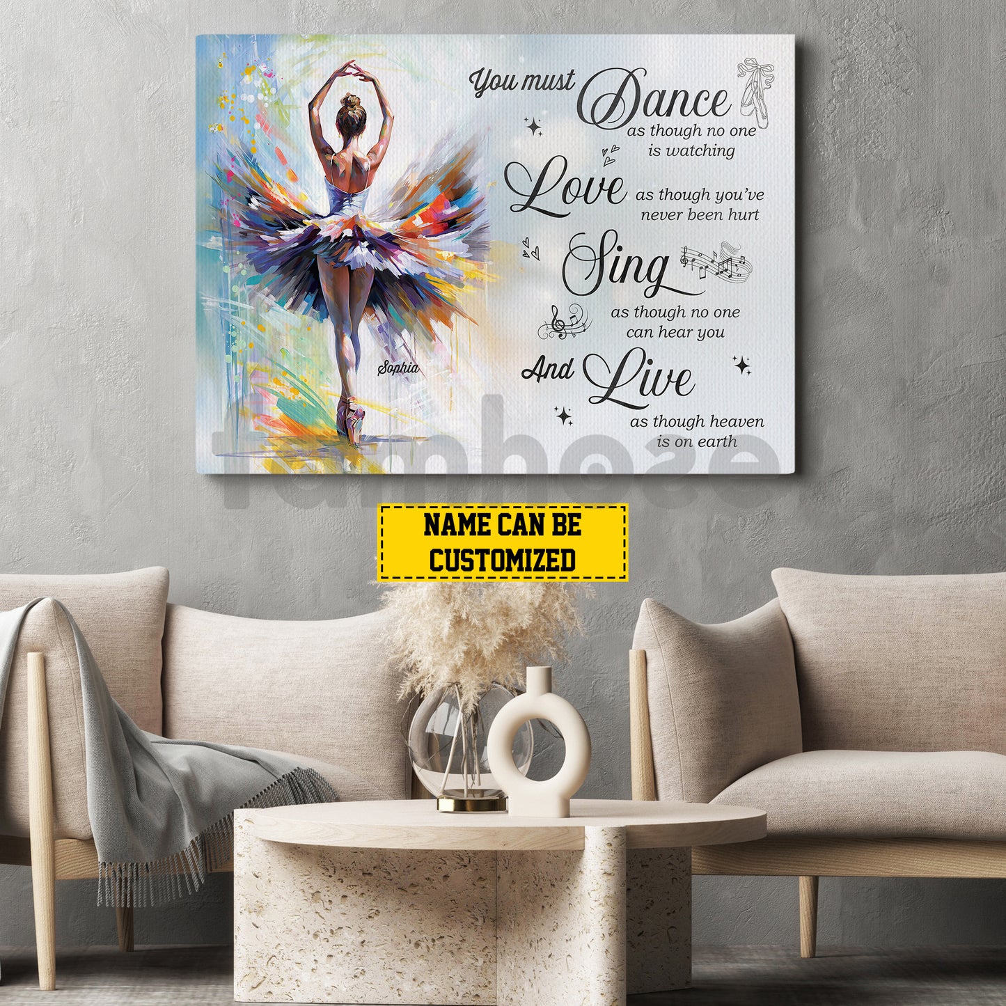 Personalized Ballet Woman Canvas Painting, You Must Dance As Though No One Is Watching Sport Wall Art Decor, Poster Gift For Ballet Lovers