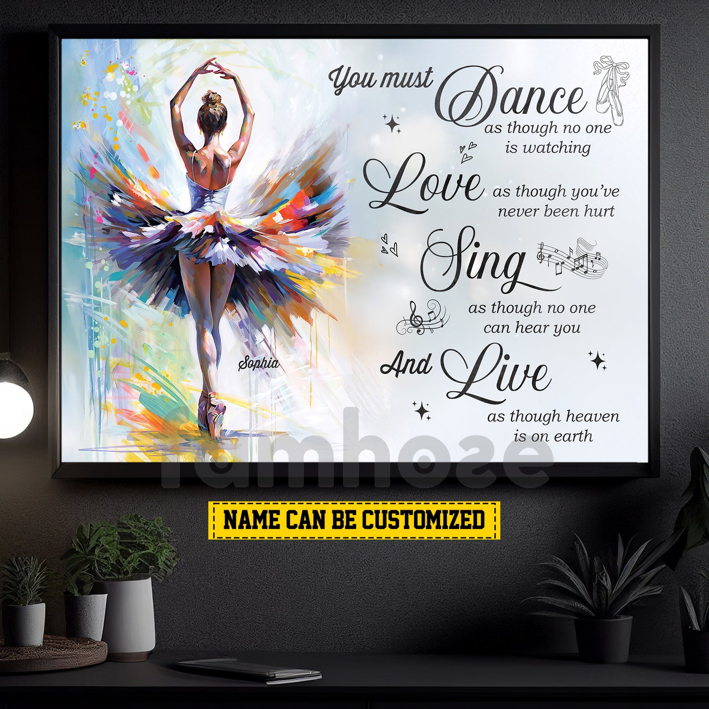 Personalized Ballet Woman Canvas Painting, You Must Dance As Though No One Is Watching Sport Wall Art Decor, Poster Gift For Ballet Lovers