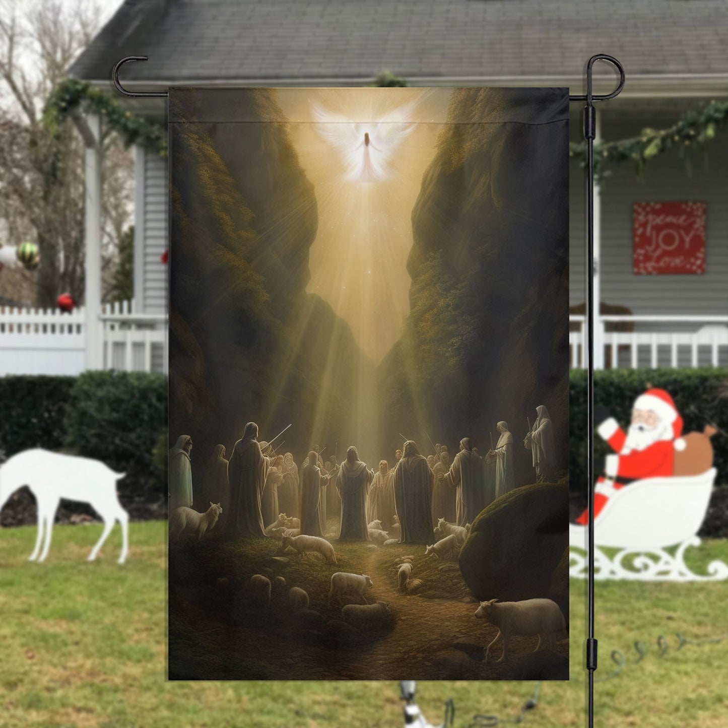 Divine Light The Heavenly Announcement, Christmas Garden Flag - House Flag, Nativity Religious Winter Christians Flag Gift