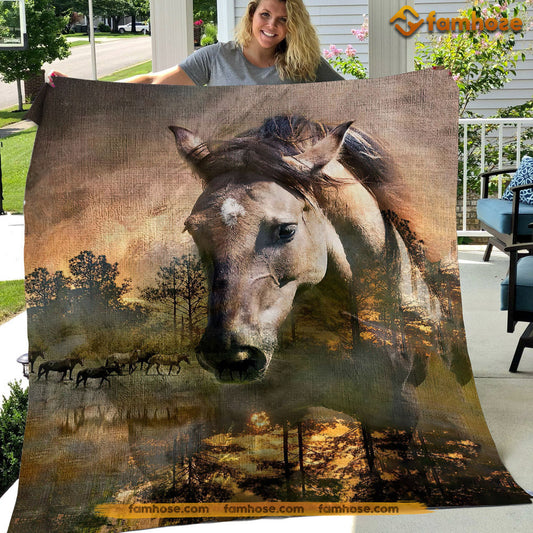 Horse Blanket, Look At My Eyes Fleece Blanket - Sherpa Blanket Gift For Horse Lover