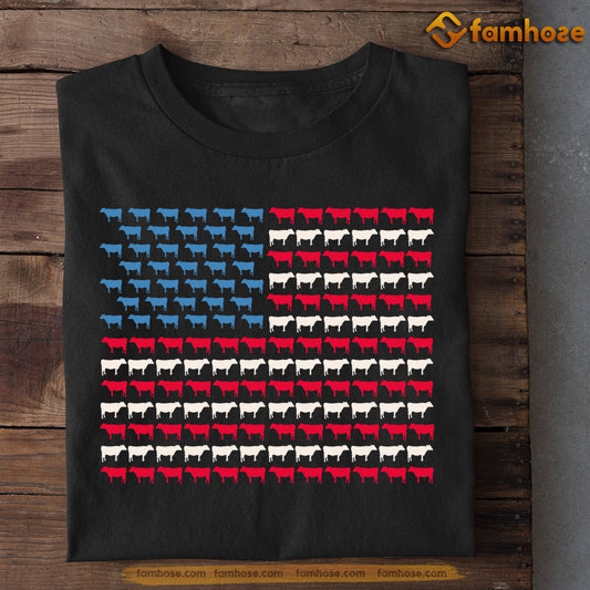 July 4th Cow T-shirt, Cow Arrange USA Flag, Independence Day Gift For Cow Lovers, Cow Patriotic Tees