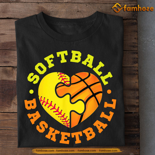Softball Basketball T-shirt, Softball Basketball Fill My Heart, Gift For Softball Lovers, Softball Tees
