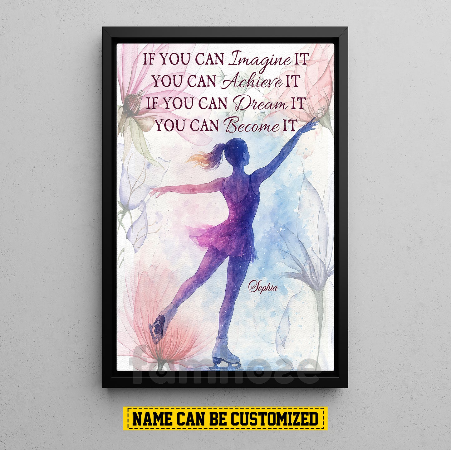 Personalized Ice Skating Woman Canvas Painting, You Can Become It Sport Wall Art Decor, Poster Gift For Ice Skating Lovers