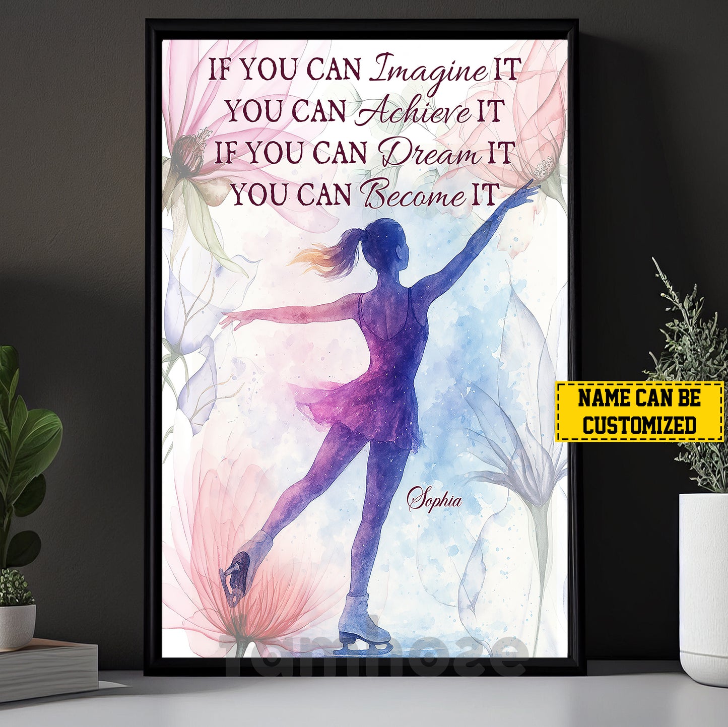 Personalized Ice Skating Woman Canvas Painting, You Can Become It Sport Wall Art Decor, Poster Gift For Ice Skating Lovers