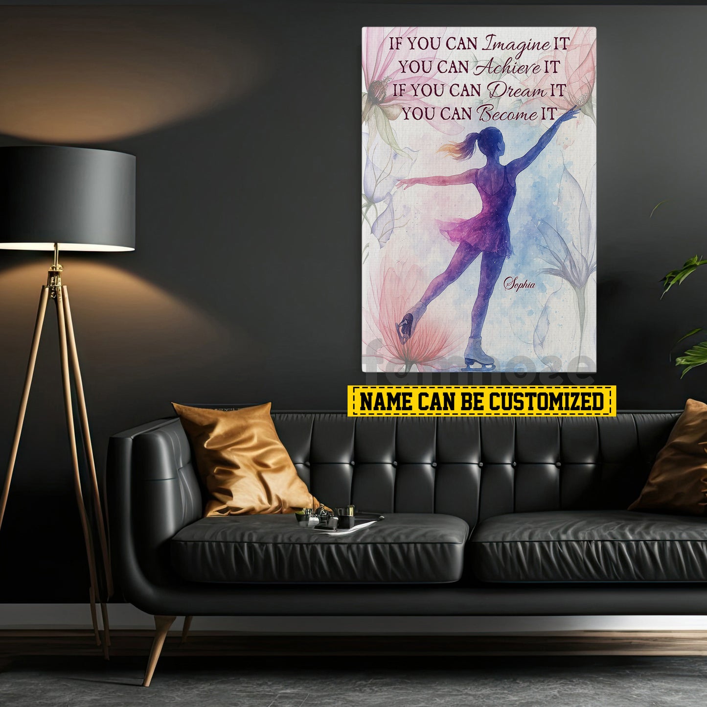 Personalized Ice Skating Woman Canvas Painting, You Can Become It Sport Wall Art Decor, Poster Gift For Ice Skating Lovers