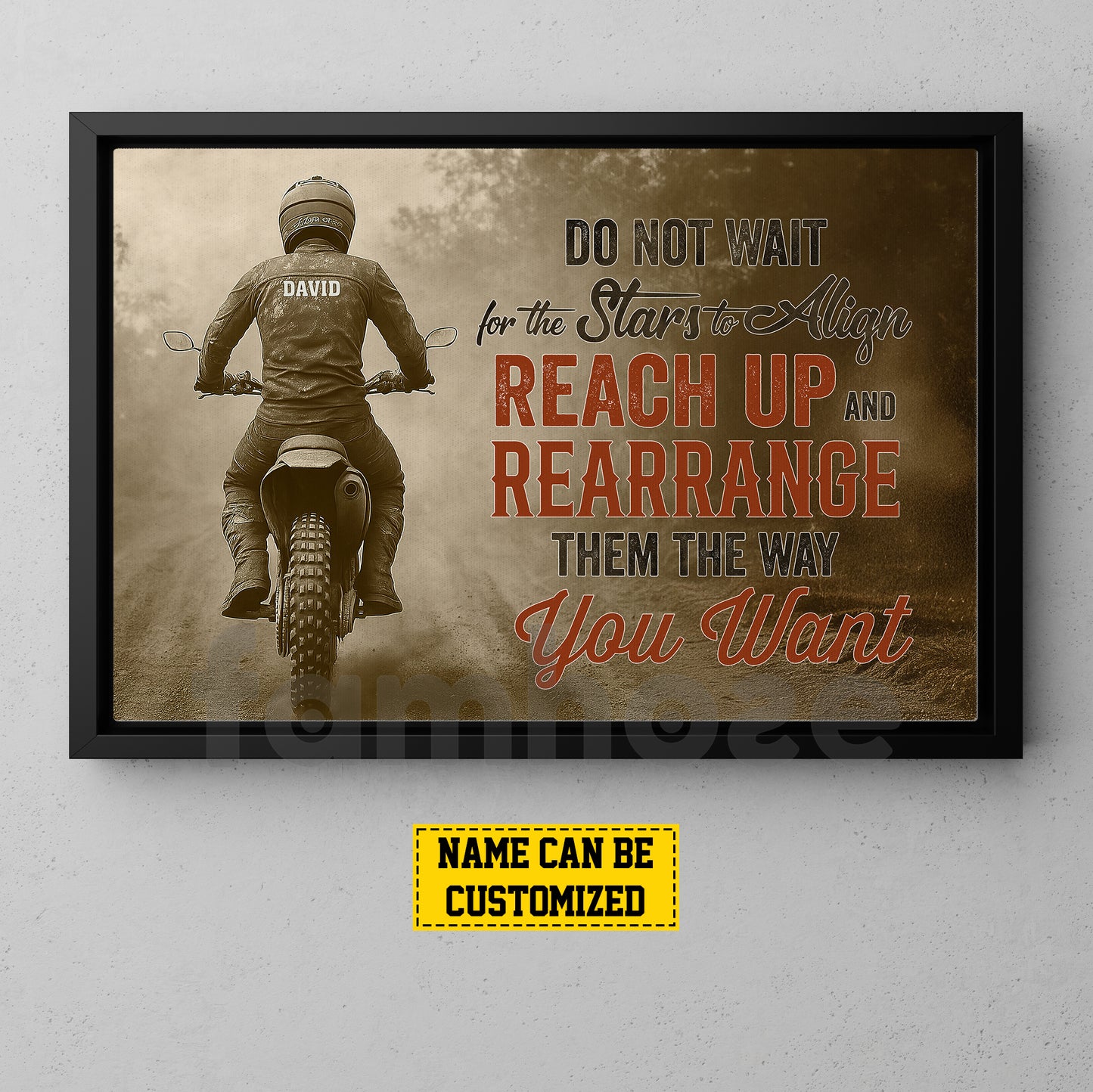 Personalized Motocross Man Canvas Painting, Do Not Wait For The Stars Wall Art Decor, Poster Gift For Motocross Lovers