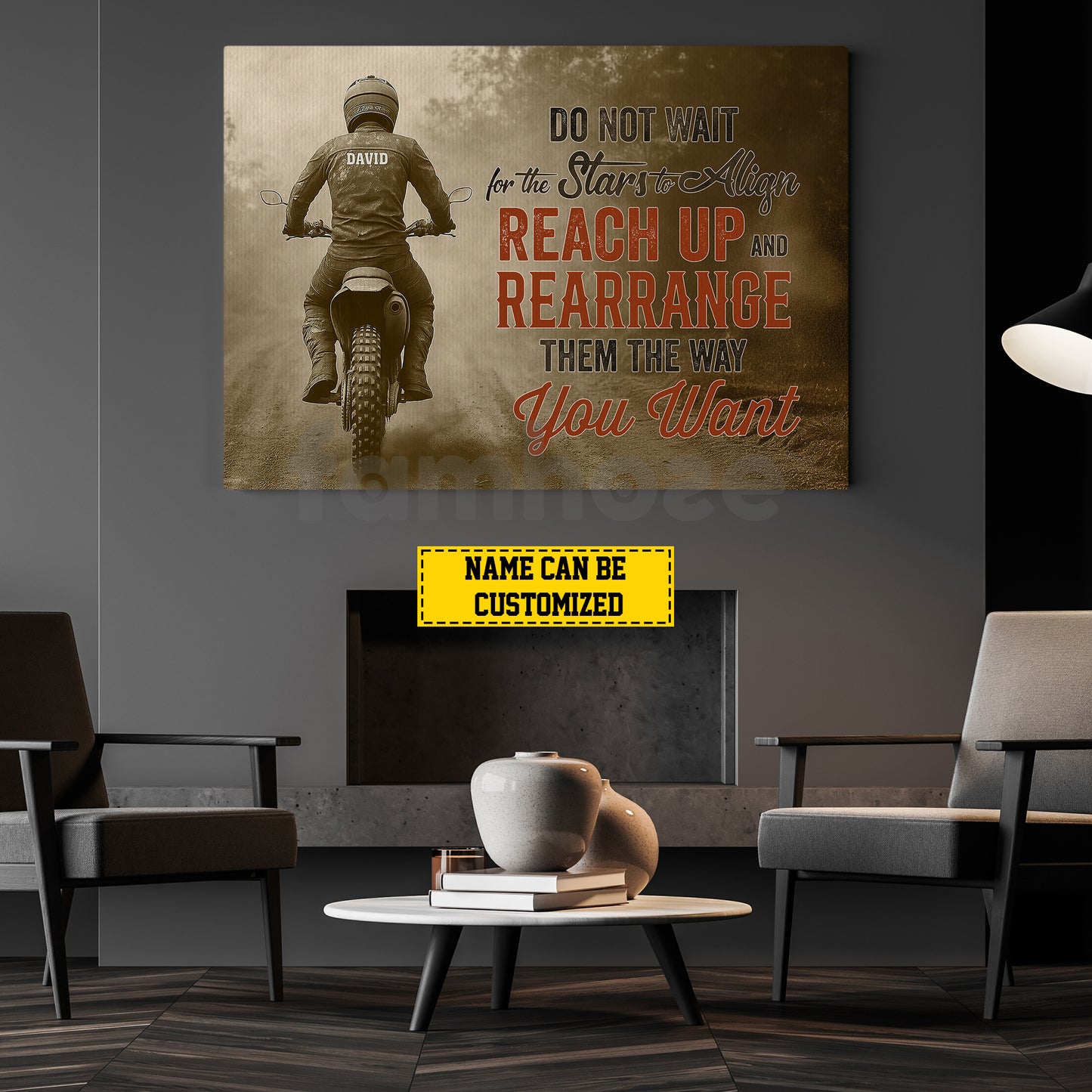 Personalized Motocross Man Canvas Painting, Do Not Wait For The Stars Wall Art Decor, Poster Gift For Motocross Lovers