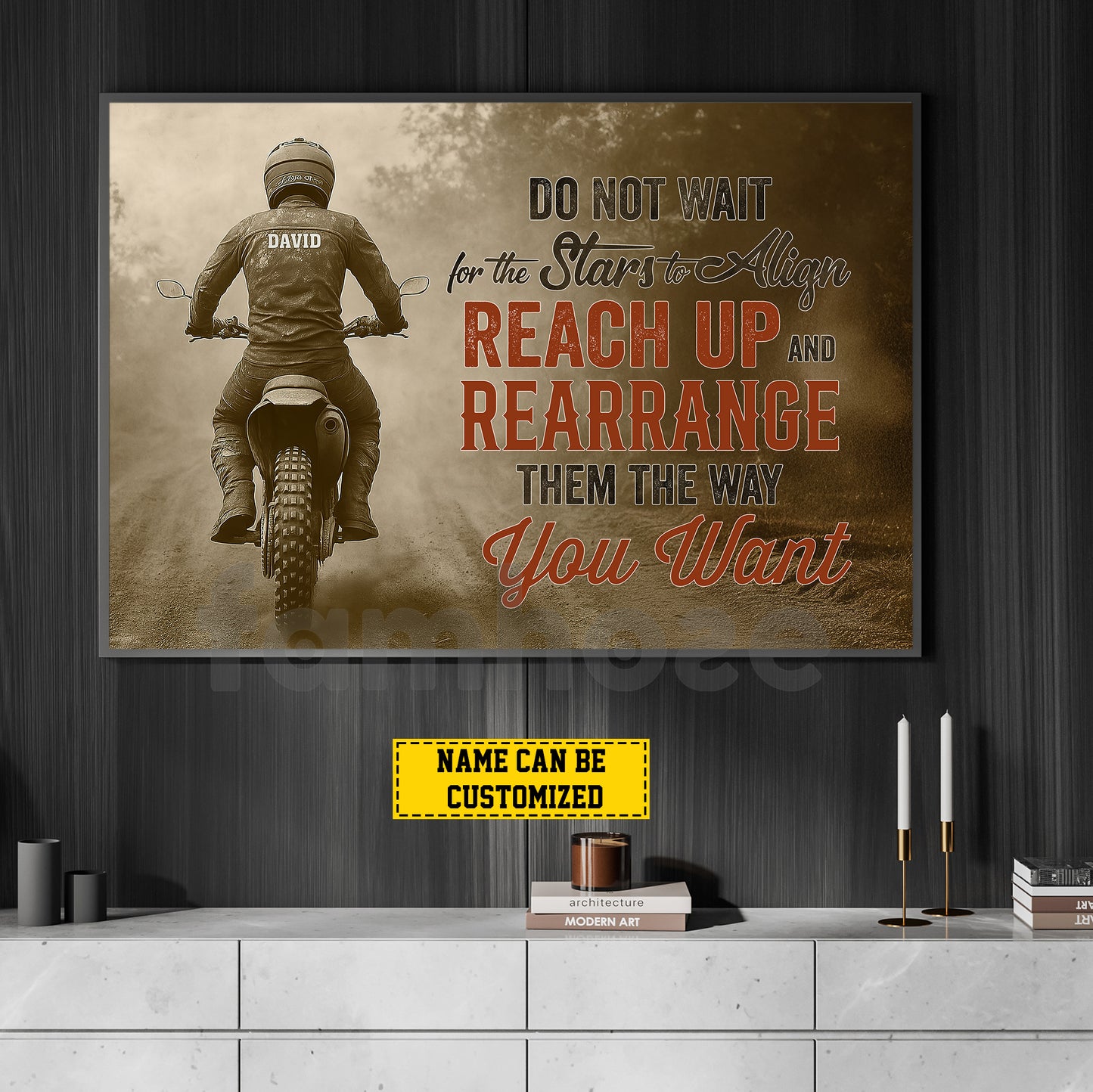 Personalized Motocross Man Canvas Painting, Do Not Wait For The Stars Wall Art Decor, Poster Gift For Motocross Lovers