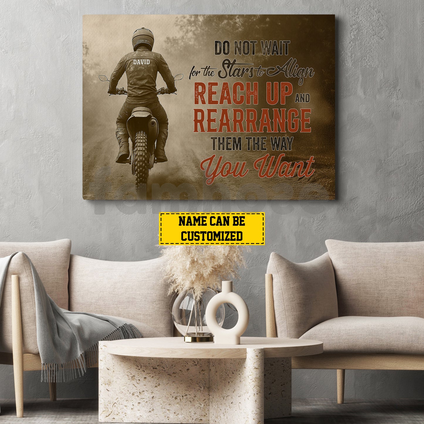 Personalized Motocross Man Canvas Painting, Do Not Wait For The Stars Wall Art Decor, Poster Gift For Motocross Lovers