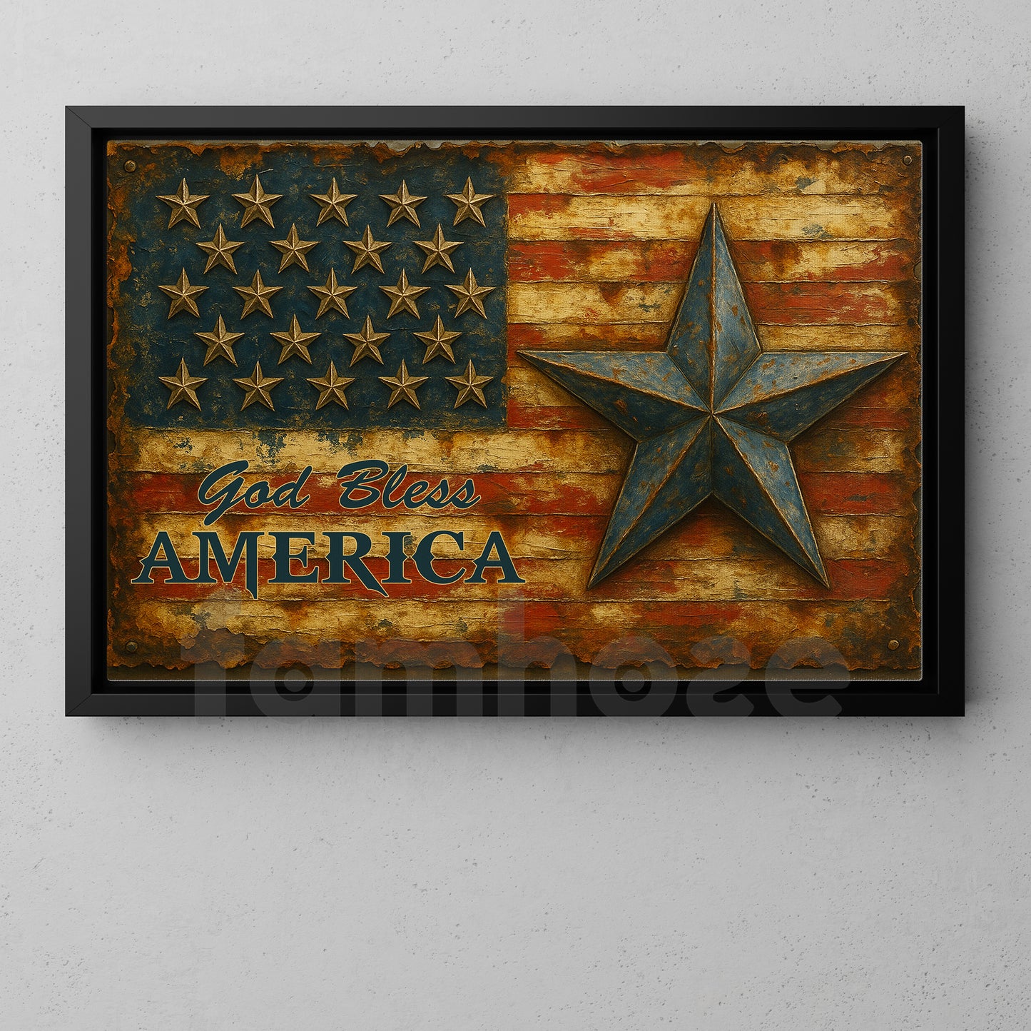 July 4th God Canvas Painting, God Bless American Wall Art Decor, Poster Gift For American Lovers