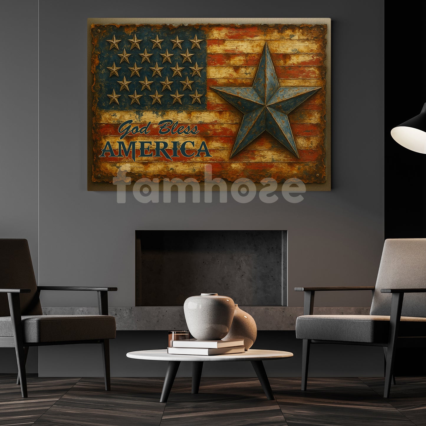 July 4th God Canvas Painting, God Bless American Wall Art Decor, Poster Gift For American Lovers