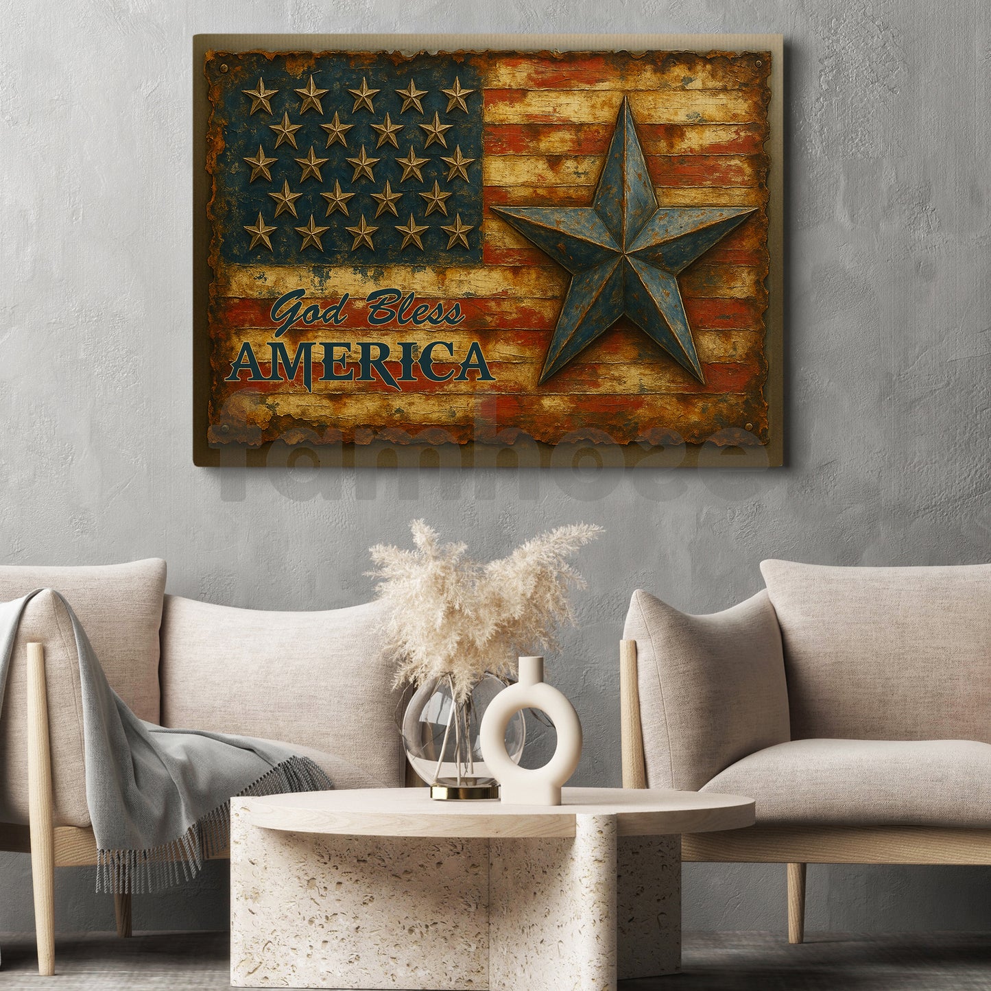 July 4th God Canvas Painting, God Bless American Wall Art Decor, Poster Gift For American Lovers