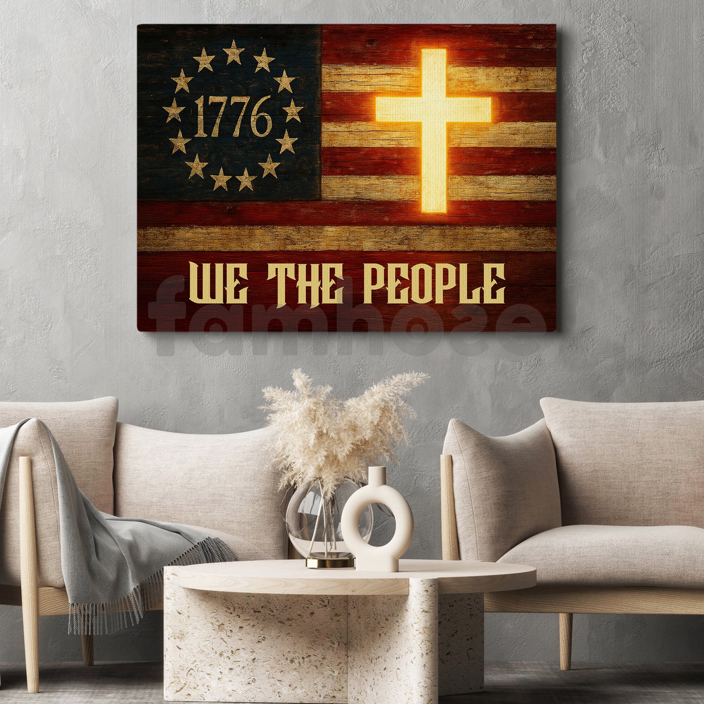 July 4th God Canvas Painting, We The People Wall Art Decor, Poster Gift For Christians