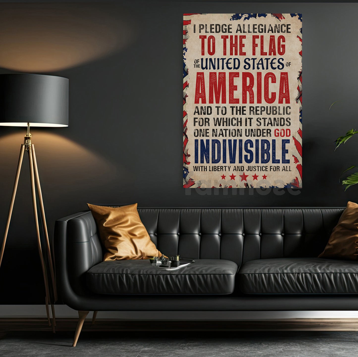 July 4th Patriotic Canvas Painting, I Pledge Allegiance To The Flag United States Wall Art Decor, Poster Independence Day Gift For American Lovers