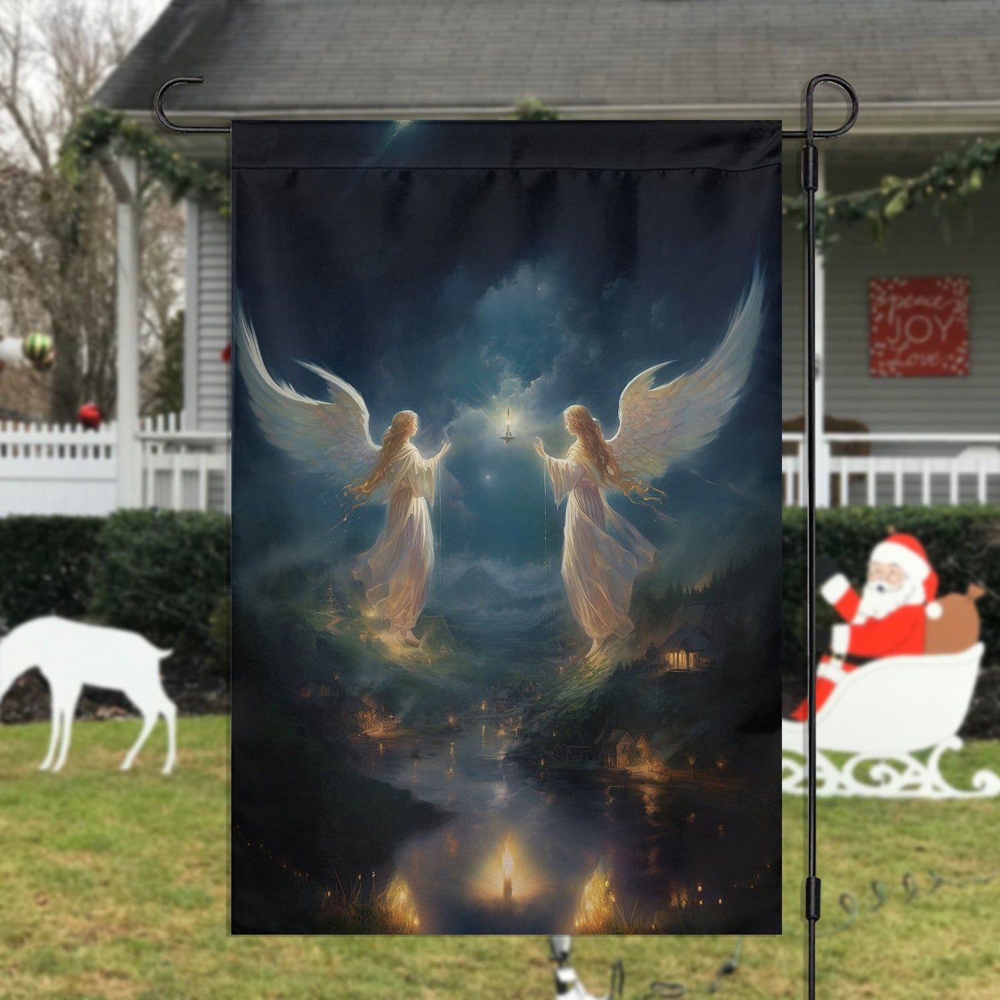 A Festive Beacon Of Hope, Christmas Garden Flag - House Flag, Christmas Flag Gift For Angel Lovers, Angel Flag