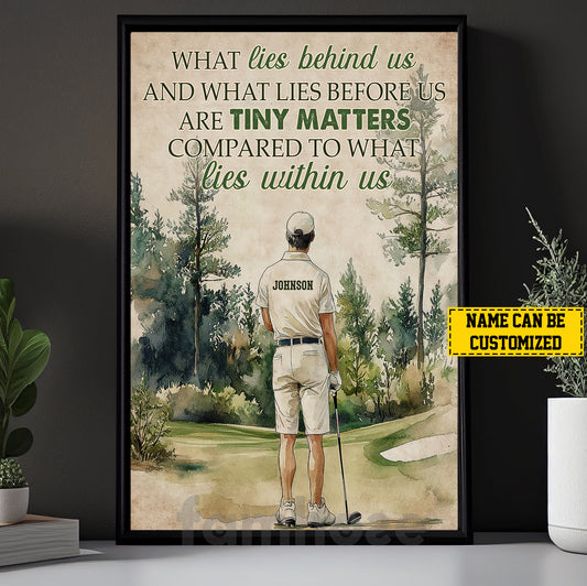 Personalized Golf Man Canvas Painting, What Lies Within Us Wall Art Decor, Poster Gift For Golf Lovers