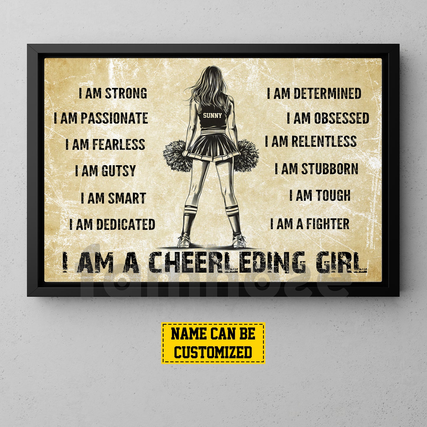 Personalized Cheerleading Girl Canvas Painting, I Am A Cheerleading Girl Wall Art Decor, Poster Gift For Cheerleader, Cheerleading Lovers