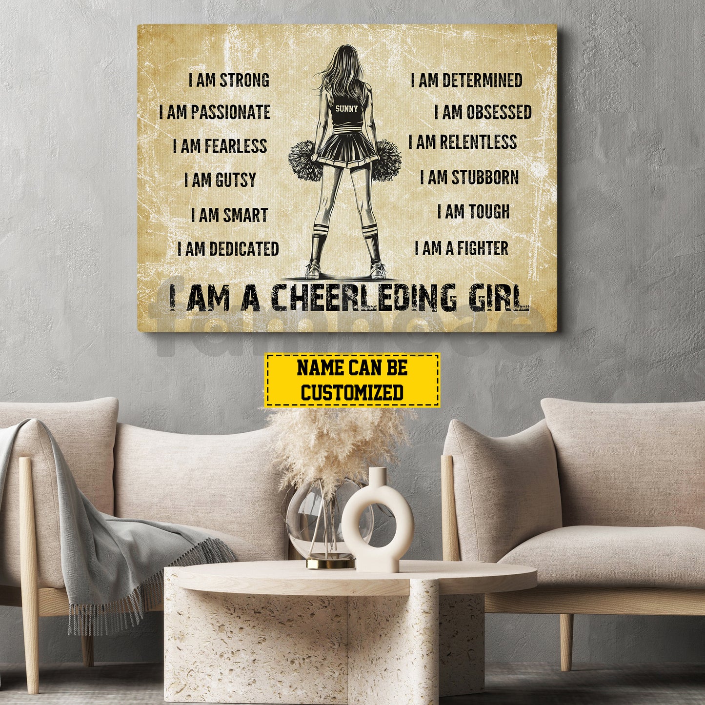 Personalized Cheerleading Girl Canvas Painting, I Am A Cheerleading Girl Wall Art Decor, Poster Gift For Cheerleader, Cheerleading Lovers