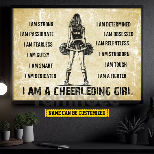 Personalized Cheerleading Girl Canvas Painting, I Am A Cheerleading Girl Wall Art Decor, Poster Gift For Cheerleader, Cheerleading Lovers