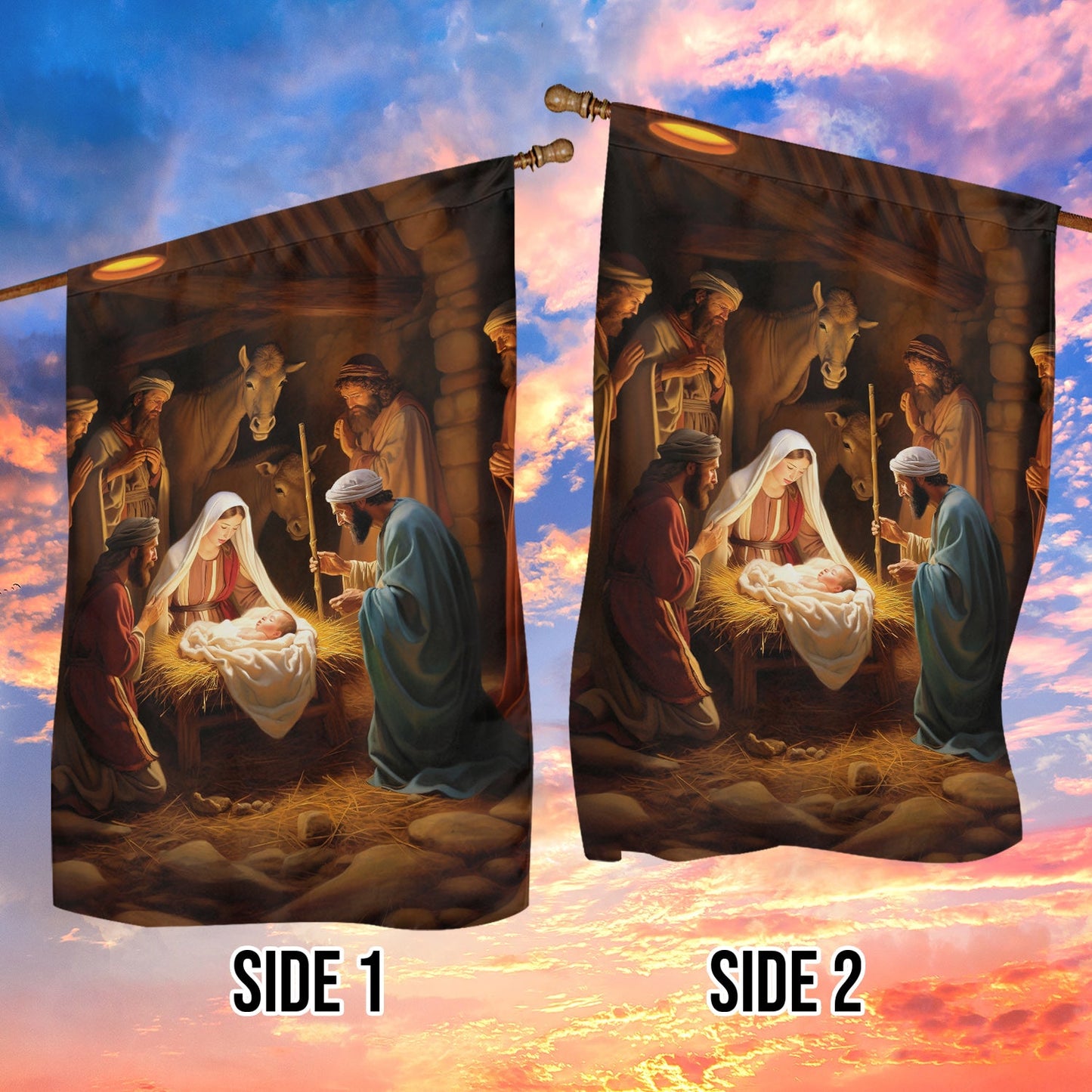 Holy Family The Birth Of Hope On Christmas Eve, Christmas Garden Flag - House Flag, Nativity Religious Winter Jesus Christians Flag Gift