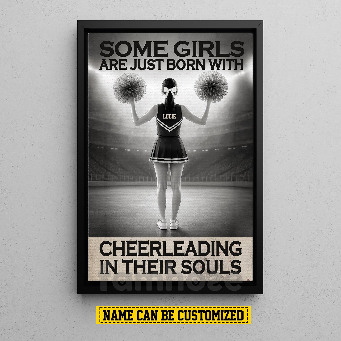 Motivational Personalized Cheerleading Girl Canvas Painting, Some Girls Are Just Born With Cheerleading In Their Souls Wall Art Decor, Poster Gift For Cheerleader, Cheerleading Lovers