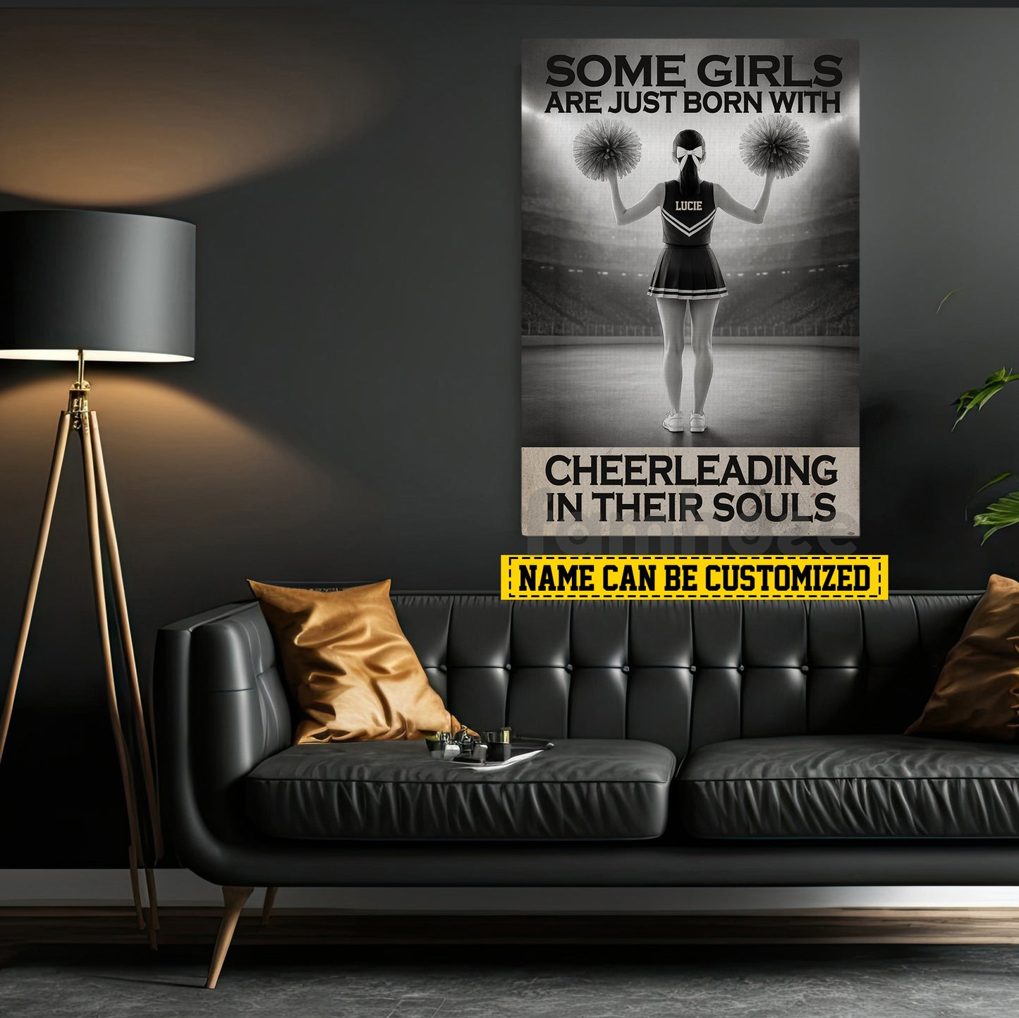 Motivational Personalized Cheerleading Girl Canvas Painting, Some Girls Are Just Born With Cheerleading In Their Souls Wall Art Decor, Poster Gift For Cheerleader, Cheerleading Lovers