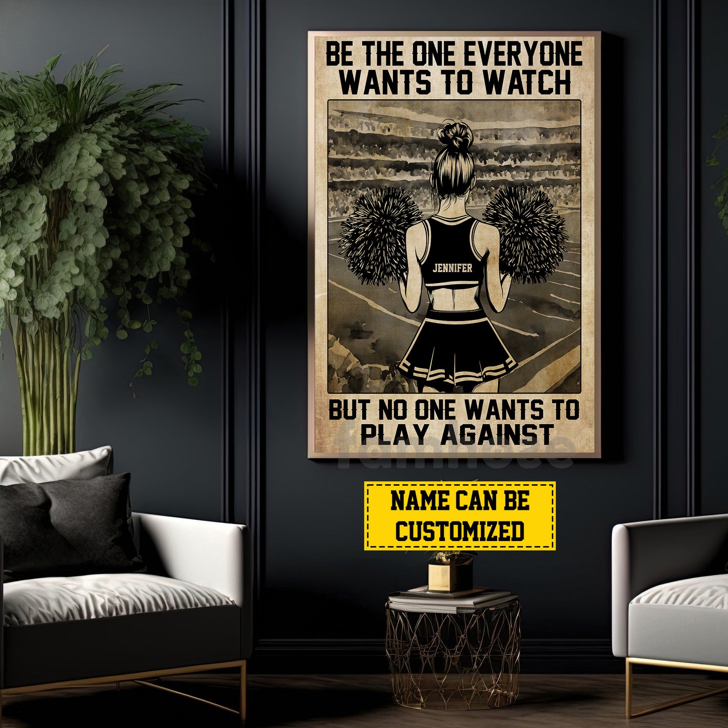 Motivational Personalized Cheerleading Girl Canvas Painting, Be The One Everyone Wants To Watch Wall Art Decor, Poster Gift For Cheerleader, Cheerleading Lovers