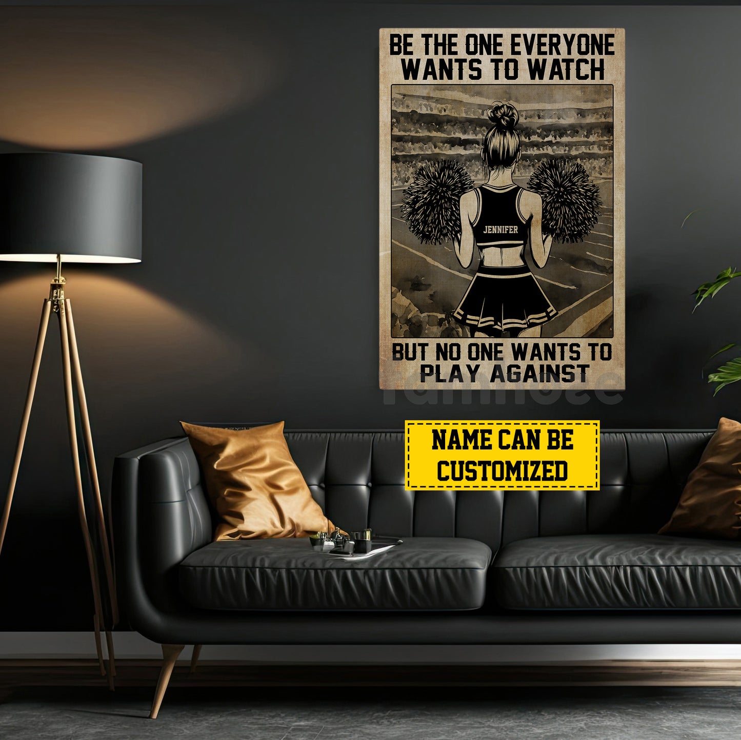 Motivational Personalized Cheerleading Girl Canvas Painting, Be The One Everyone Wants To Watch Wall Art Decor, Poster Gift For Cheerleader, Cheerleading Lovers
