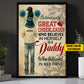Motivational Personalized Cheerleading Dad Daughter Canvas Painting, Behind Every Great Cheerleader Inspirational Quotes Wall Art Decor, Poster Gift For Cheerleading Girl Lovers